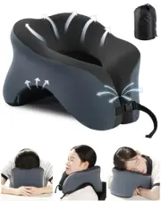 Travel Pillow for Airplanes with 360 Head Support,Memory Foam 2-in-1 Neck Pil...