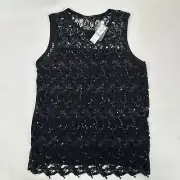 White House Black Market Sequin Lace Tank Top size L