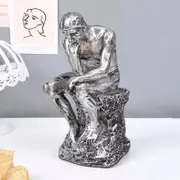 Thinker Statue Energetic Lines Stable Nonslip Resin Thinking Man silver
