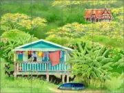 Tropical Tile Backsplash Evelyn Jenkins Drew Art Ceramic Mural RW-EJD013