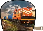 [EdWal] Freight Train Print Card Holder Unisex Credit Card Case for Men and Women Leather Card Holder, Slim Business Card, White, One Size