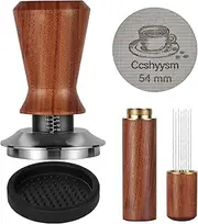 Espresso Tamper Set - 53mm Coffee Tamper for Espresso Machine Spring Loaded Hand Tamper with Stainless Steel Base Espresso Distribution Tool Coffee Stirrer Perfect Espresso Accessories Kit Barista Set