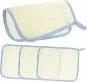 ADOCARN 4pcs Square Towel Soap Bag Soap Foamer for Washing Face Exfoliating Washcloth Buffing Wash Cloth Loofah Towel Skin Care Scrub Towel Exfoliating Cloth Face Scrubber Nylon Beige