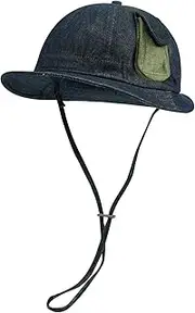 [Clakllie] Fashion Denim Bucket Hat Boonie Cap Sun Protection Visor Hat Packable Summer Outdoor Cap with Adjustable Chin Strap