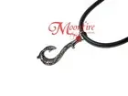 MOANA MAUI MINI FISH HOOK MATAU SYMBOL PENDANT NECKLACE ANTIQUED SILVER PLATED
