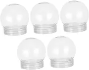 BESTYASH 5Pcs DIY Clear Plastic Snow Globes with Screw Cap Fillable Water Jars for Craft Projects for Christmas Decorations and Winter Holiday Fun