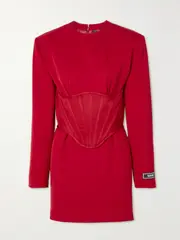 [Versace] Versace - Silk Satin-trimmed Crepe Mini Dress - Red - IT46 IT 46 Red