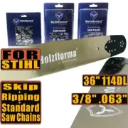 36Inch 3/8 .063 114D Holzfforma Guide Bar Saw Chain For Stihl MS461 MS660 MS661