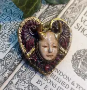 Devil Brooch Gothic Heart Horns Lapel Pin Dark Academia Dark Handmade Cosplay