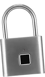 Ipetboom Intelligent Fingerprint Luggage Lock Durable Silver Hanging Padlock for Travel Cabinet Suitcase Supports Fingerprints Easy Setup Multi Purpose Security