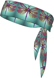 Cute Dragonfly Pattern Sports Strap Double-Sided Headscarf Men's Bow Tie Sports Headscarf Running Yoga Exercise Headband
