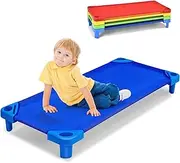 HONEY JOY Kids Stackable Naptime Cot, Toddler Daycare Cots Rest Mat w/Easy Lift Corners, Space Saving Sleeping Cots for Preschool, Kindergarten, Pack of 4