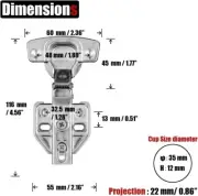 1 Pair Cabinet Hinges, 100 Degree Soft Closing for Frameless Cabinets JQK