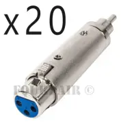 20 Pack - 3-Pin XLR Female to RCA Male Plug Audio Cable Microphone Mic Adapter