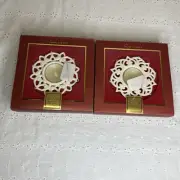 Pair Lenox Snow Lights Snowflake Votive Candle Holder Porcelain Sparkle Shine