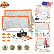 Portable 6x4 ft Kids Soccer Goals Set with Agility Ladder and Training Equipment