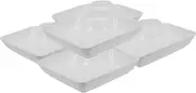 PHENOFICE Multipurpose Food Plate with Dipping Section Sauce Compartment Sushi Chips Dumpling Plate for Serving