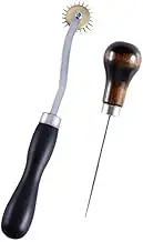 Tailors Awl and Needle Point Tracing Wheel, Scratch Awl 4 1/2" Long Leather Tools, 4mm Leather Paper ClothSewing Overstitch Wheel Tool 6 3/4" Long Pack of 2