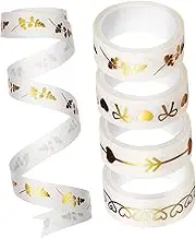 TEHAUX Washi Tape Stickers for Crafts Set of 5 Rolls Beautiful Bronzing Patterns