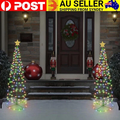 2pcs New Merry Christmas Lights Tree Solar LED Fairy Light Outdoor Decoration AU