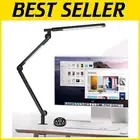 Sleek Black Desk Lamp with Sturdy Clamp and Timer - Perfect for Home Office