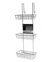 SMARTLINK Chrome Shower Caddy with Over Door Hooks Hanging Bathroom Storage