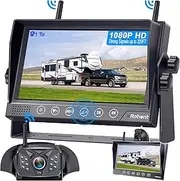 Rohent RV Backup Reversing Camera Wireless HD 1080P Waterproof Dual Antennas Digital Signals Rear View System for Trailers Trucks Motorhomes 4 Channels 7'' Touch Key DVR Monitoring Night Vision R12
