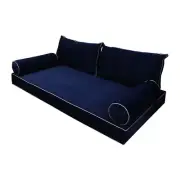 SLIPCOVER ONLY V2 Velvet Indoor Daybed Mattress Pillow Contrast Trim Full AD373
