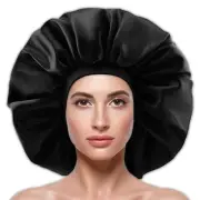 Large Silky Satin Bonnet with Wide Elastic Band Soft Sleeping Cap Night Hat B...