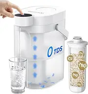 [Waterdrop] Water Filter Jug, 0 TDS Rechargeable Water Purifier, 4-Stage Instant Electric Powerful Jug, Reduce Chlorine, Lead, 3.6L Countertop System with 1 Filter