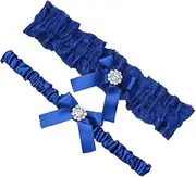 [SAFIGLE] Set of Blue Bow Leg Rings Wedding Garters Elastic Garters Women's Thigh Ring for Events