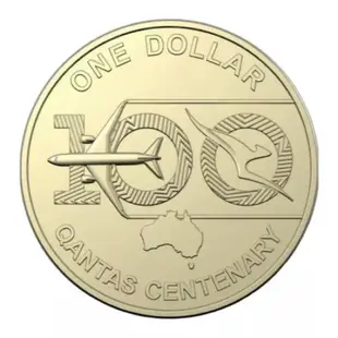 澳洲2020年澳航100週年1元紀念幣Qantas 澳洲航空 英國女王 女皇 飛機 航空 地圖 硬幣 錢幣 特殊幣 收藏
