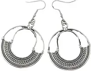 [Namzi] Retro New Unique Design Style Dangle Drop Earrings for Women Ethnic Bohemian Vintage Jewelry (Silvery)07, 0.98*1.77inch, Metal, No Gemstone