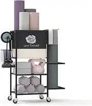 Yoga Mat Storage Rack, Home Gym Equipment Organizer on Wheels - Fitness Weight Rack for Mats, Blocks, Foam Rollers, Resistance Bands, Dumbbells, Kettlebells and More