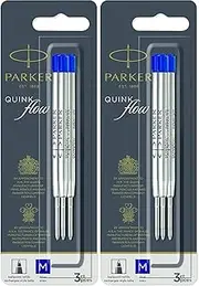 6 PK: Parker QuinkFlow Ballpen Medium Point Blue Ink Refill (1782470)