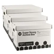 3PK Marbig Super Strong 42cm Archive Box/File Storage Document Organiser w/ Lid