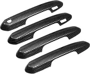 X AUTOHAUX 4pcs Exterior Side Door Handle Trim Cover for Toyota RAV4 2019 2020 2021 for Toyota Highlander 2020 2021 2022 with Smart Key Holes Carbon Fiber Pattern Black