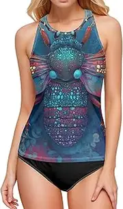 [AIXIWAWA] Art Animal Women's Tankini Tops, Swimsuit Top for Beach Pool Vacation S