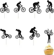 16-piece set Black flash Bicycle Cupcake Topper Picks for Bike Theme Birthday Party Cake Decorations
