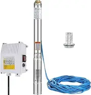 ALSTON 1.5HP 1100W Submersible Bore Pump 240V Deep Well Water Pump Borehole Water Pump Stainless Steel Max Head 60m for Industrial Irrigation Livestock Home Use