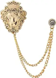 [Knighthood] Men's Golden Crowned Lion King With Swarovski/Lapel Pin/Brooch (Golden) (KHCROWN-LIONKING-COLLARPIN)