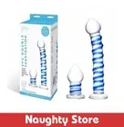 2Pc Double Penetration Glass Swirly Dildo & Buttplug Set by Glas
