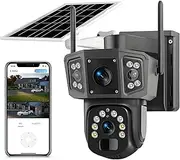 8W Solar Security Cameras Wireless Outdoor, WiFi Security Camera for Home with Dual View, PIR Detection, Night Vision, 8000 mAh Battery