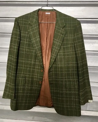 BRIONI Vintage Palatino Green Plaid Wool Sport Coat Blazer Jacket RARE!!