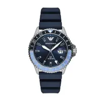 在飛比找PChome24h購物優惠-EMPORIO ARMANI 機密特務GMT時尚腕錶-銀X藍