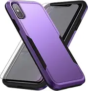 Asuwish Phone Case for iPhone Xs X 10 10s with Tempered Glass Screen Protector Cover and Slim Thin Hybrid Full Body Protective Cell iPhoneX iPhoneXs iPhone10 i PhoneX SX 10x 10xs X’s Women Men Purple