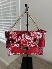 NWT Rare Michael Kors Cece Medium Red LEATHER Shoulder Bag Hearts Love Chian