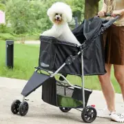 pet Stroller For Dog Cat Foldable Carrier Storage Basket Cup Holder Jogger