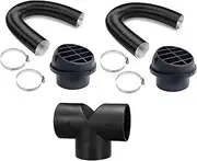 ANBOO 75mm Air Diesel Heater Set Diesel Heater Exhaust Pipe Heater Car Auto Pipe Ducting Y Branch Warm Air Outlet Vent Kit 2pcs 75mm Pipe + 4 Clips (T-Type)