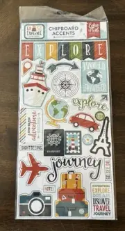 Echo Park Chipboard Accents Go See Explore Travel Theme